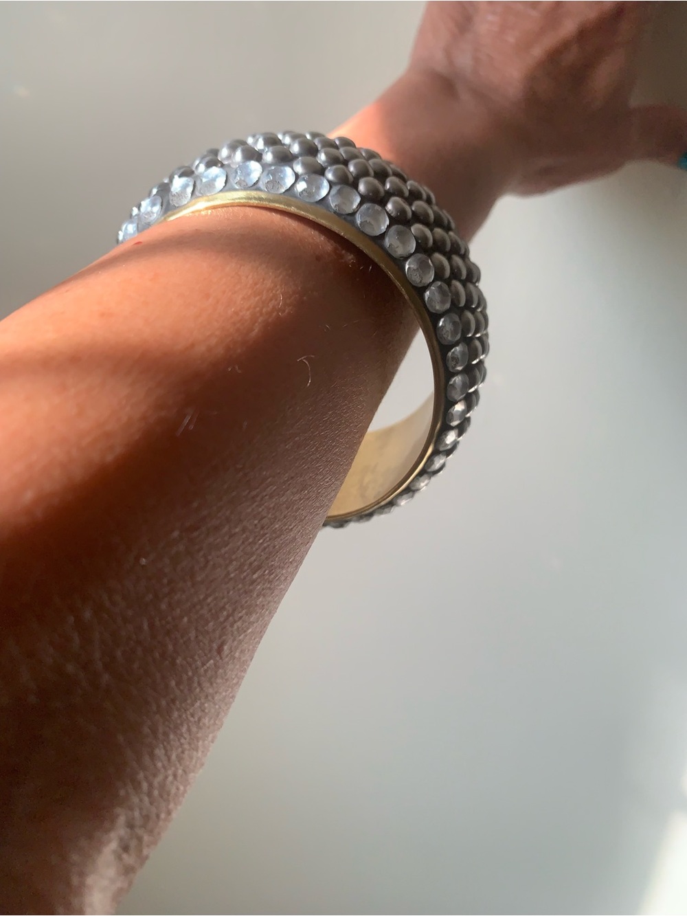 Silver Dome-Stud Bangle Bracelet - Women's Fashion Jewelry